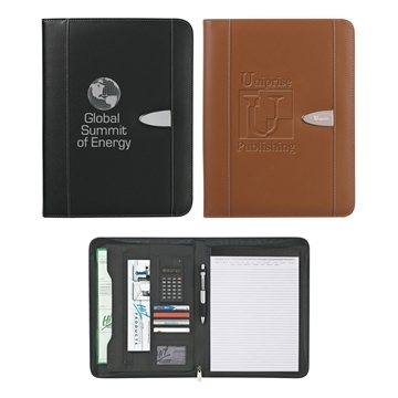 10 Promotional Eclipse Bonded Leather Zippered Portfolio With ...