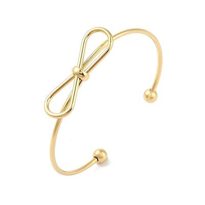 Bowknot 304 Stainless Steel Open Cuff Bangles for Women