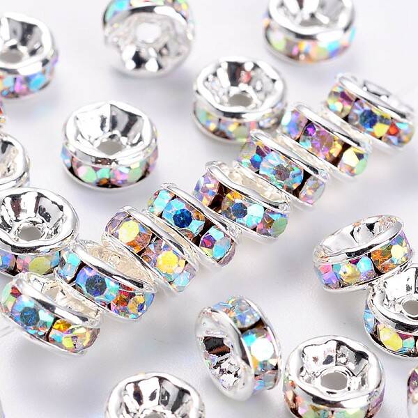 Brass Rhinestone Spacer Beads