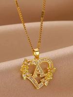 Heart Shaped Pendant Necklace, Elegant Letter Design Necklace for Women & Girls, Fashion Jewelry for Party, Daily Decor, Tren...