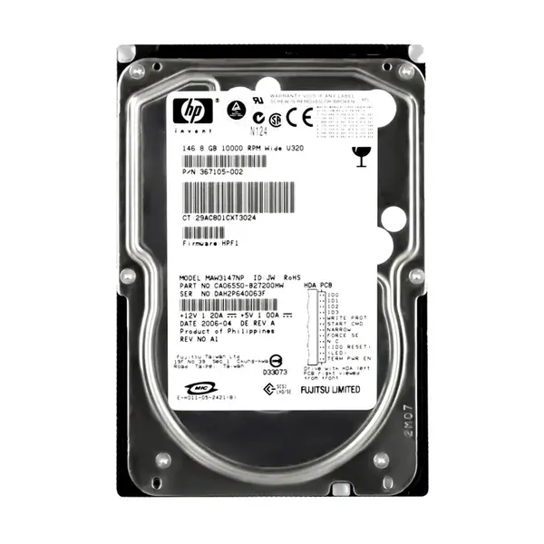 367105-002 HP 146GB Ultra-320 SCSI 10000 3.5-inch 8MB Hard Drive