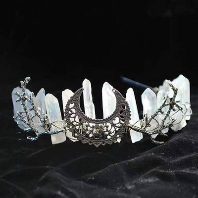 Natural Quartz with Metal Hair Bands