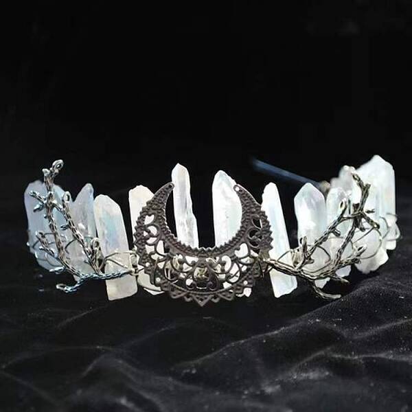 Natural Quartz with Metal Hair Bands