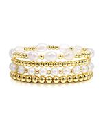 Faux Pearl & Beaded Decor Beaded Bracelet, Elegant Fashion Accessories for Women & Girls, Trendy All-match & Exquisite Jewelr...
