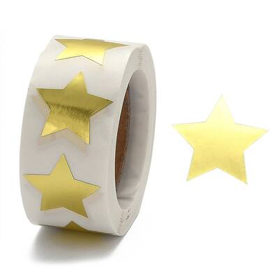 Metallic Foil Star Shape Paper Sticker Labels