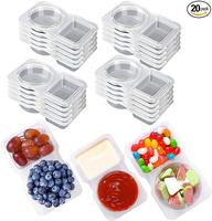 20PCS Dual Compartment Condiment Containers - Reusable Snack Containers - 2 Condiment Containers with Lids, Sauce Containers,...