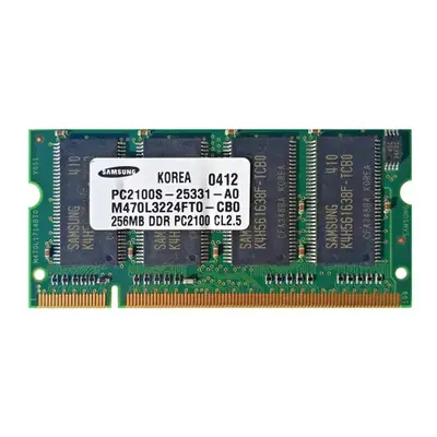 Samsung M470L3224FT0-CB0 | 256MB DDR-266MHz PC-2100 Non-ECC Unbuffered SODIMM CL2.5 2Rx16 2.5V 200-Pin Memory Module