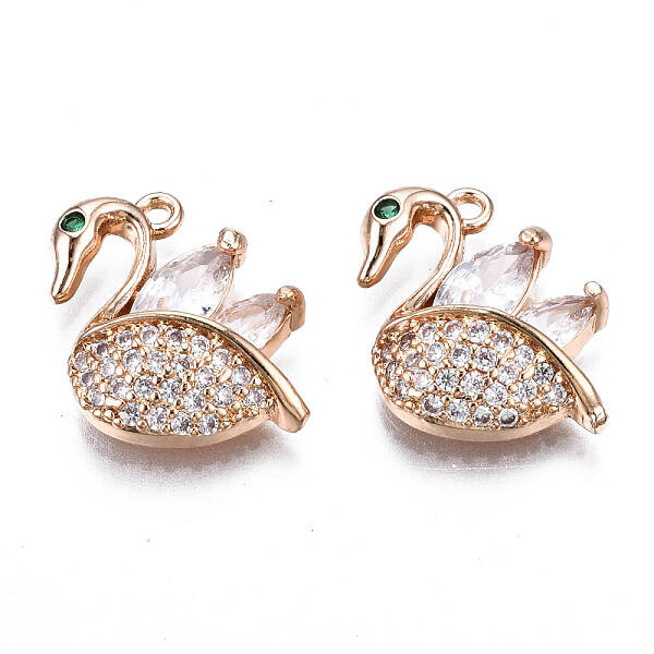 Brass Micro Pave Clear Cubic Zirconia Pendants