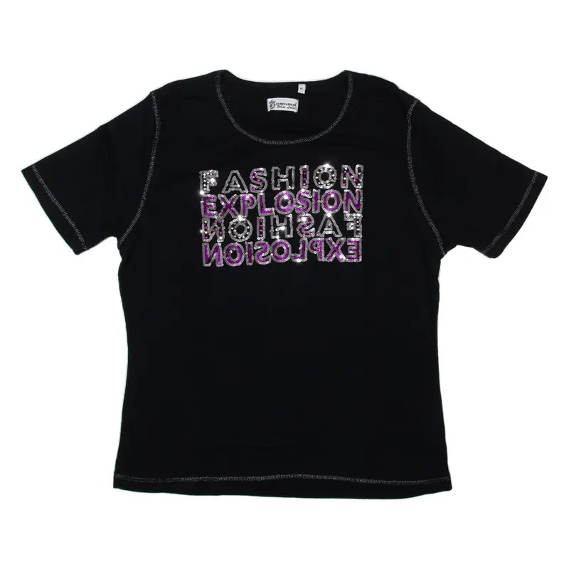 GYMNASIUM Fashion Explosion Sequin T-Shirt Black Short Sleeve Womens XL