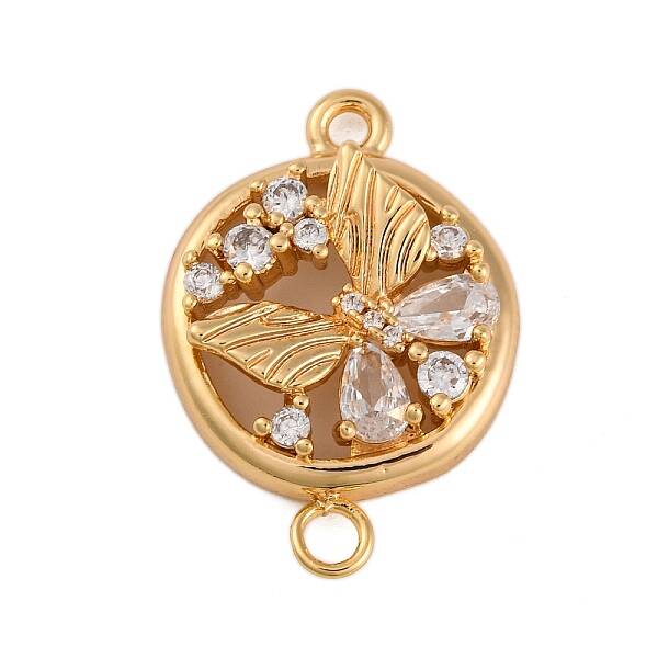 Brass Pave Clear Cubic Zirconia Connector Charms