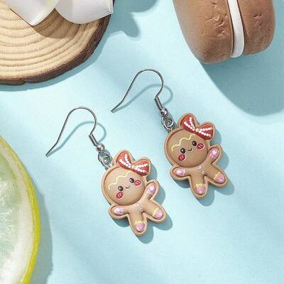 Resin Pendants & 304 Stainless Steel Dangle Earrings for Women