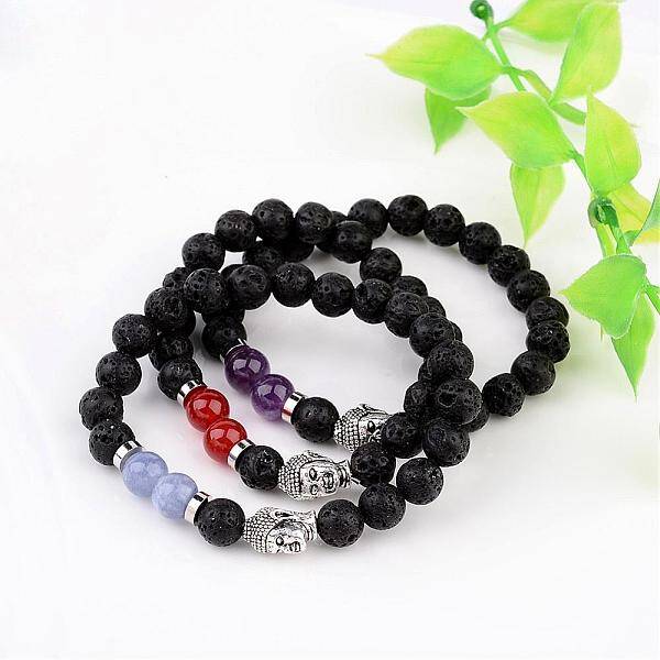 Natural Lava Rock Bead Stretch Bracelets