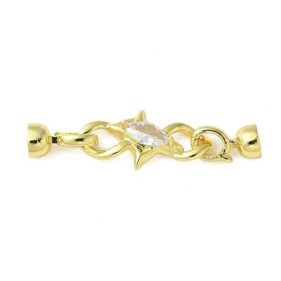Brass Micro Pave Clear Cubic Zirconia Fold Over Clasps