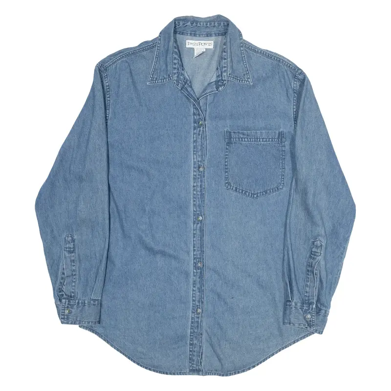 PASSPORTS Denim Shirt Blue Long Sleeve Womens S