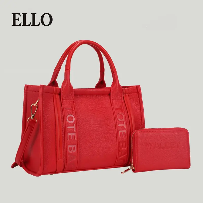 Women’s Multi-Color Vegan Leather Tote Bag Set – Elegant Tote with Matching Wallet, Spacious Design for Work, School, and...