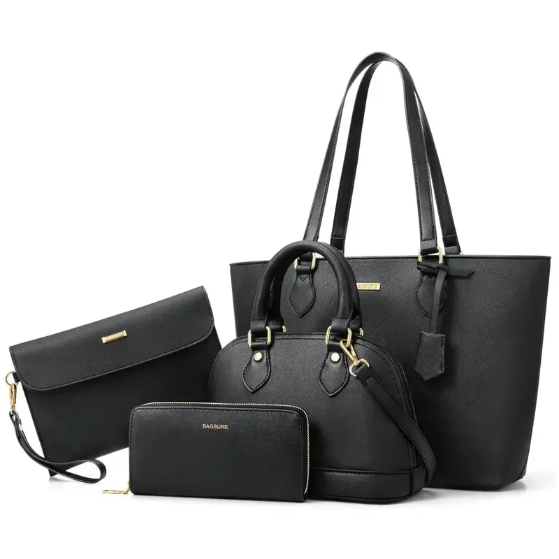 BAGSURE 4PCS Women Fashion Handbags Purses Wallet Tote Shoulder Bags Casual Crossbody Bags, Best  Gift for Ladies Girls, Satc...