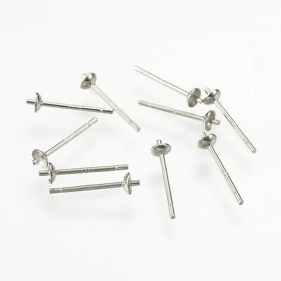Rhodium Plated 925 Sterling Silver Stud Earring Findings