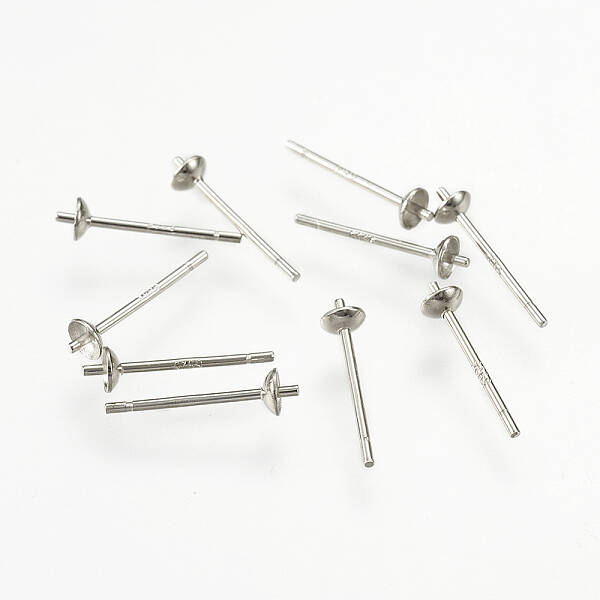 Rhodium Plated 925 Sterling Silver Stud Earring Findings