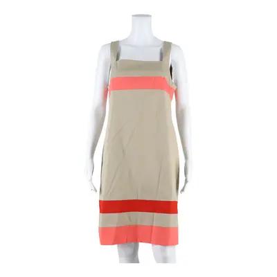 HUGO BOSS Womens Shift Dress Beige Sleeveless Knee Length UK 14