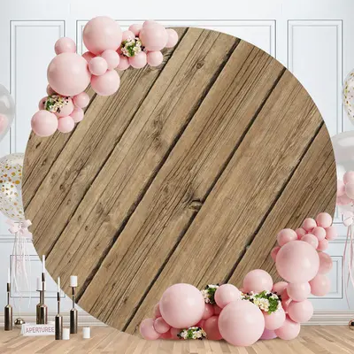 Aperturee Natural Khaki Custom Round Birthday Backdrop