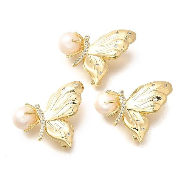 Butterfly Brass Micro Pave Cubic Zirconia Brooches for Women