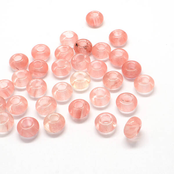 Cherry Quartz Glass European Large Hole Beads