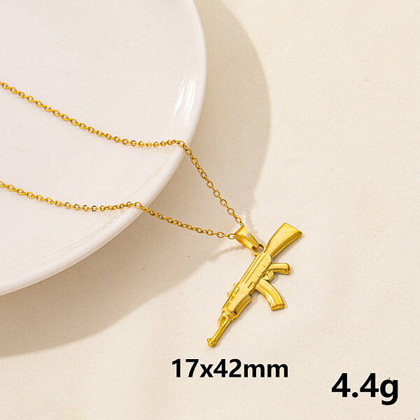 Stylish Stainless Steel Gun Pendant Necklace for Women