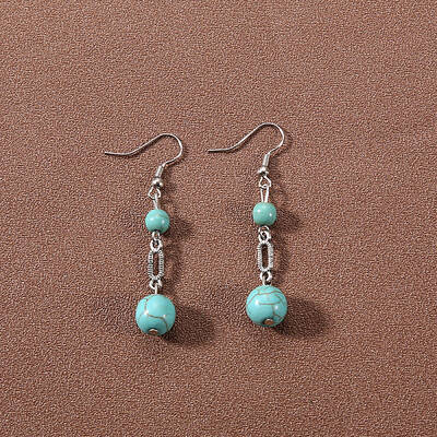 Bohemian tassel turquoise earrings