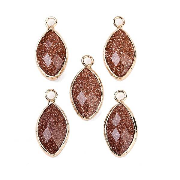 Synthetic Goldstone Faceted Pendants