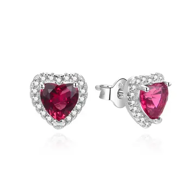 Agato Beautiful silver earrings with ruby red zirconia AGUP3500-R