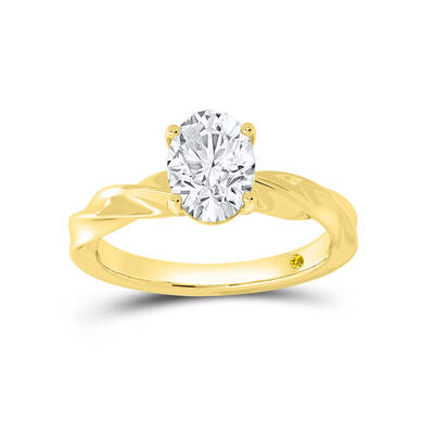 Ripple Oval Lab Created Solitaire Diamond Ring | 10K Yellow Gold 3 1/2 CT. TW.