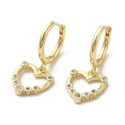 Rack Plating Brass Micro Pave Cubic Zirconia Dangle Hoop Earrings