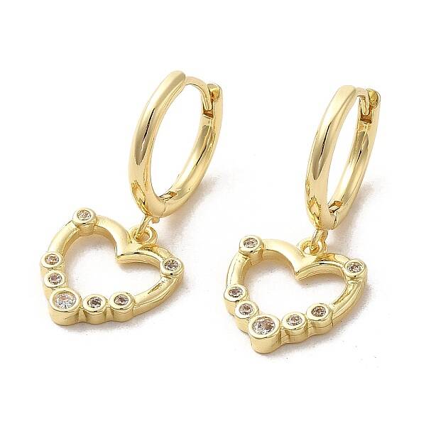 Rack Plating Brass Micro Pave Cubic Zirconia Dangle Hoop Earrings