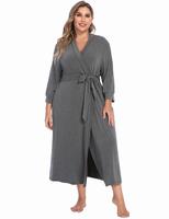 [Plus Size] IN'VOLAND Womens Kimono Robes Long Knit Bathrobe V Neck Ladies Loungewear Lightweight Soft Sleepwear 1X-5X Comfor...