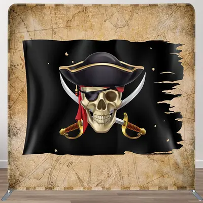 Aperturee Pirate Skull Retro Fabric Backdrop Cover for Birthday - Aperturee