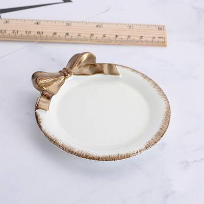 Round with Bowknot Porcelain Jewelry Plate