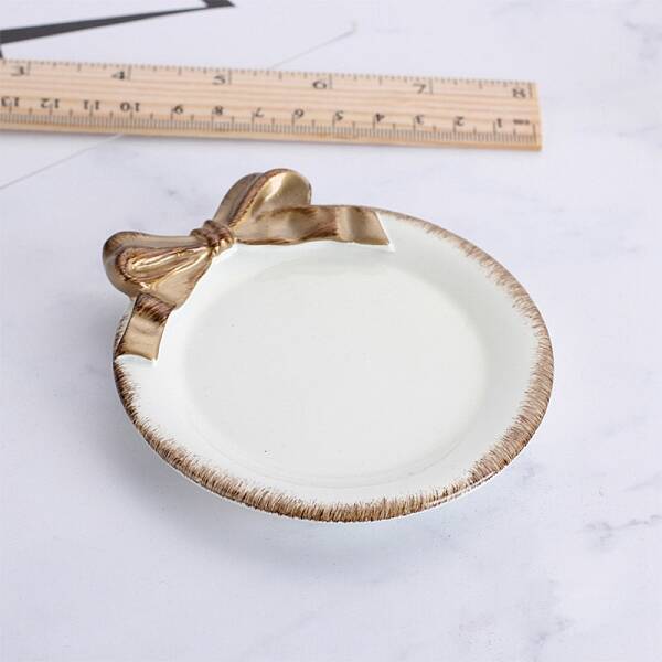 Round with Bowknot Porcelain Jewelry Plate