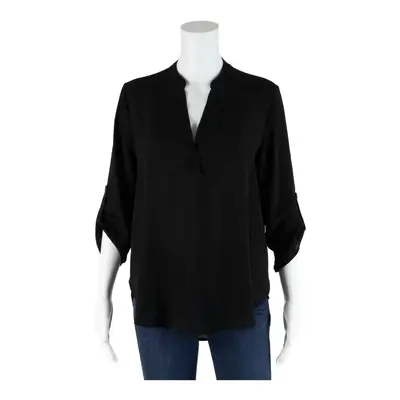 LUSH Blouse Black Collared 3/4 Sleeve Womens S