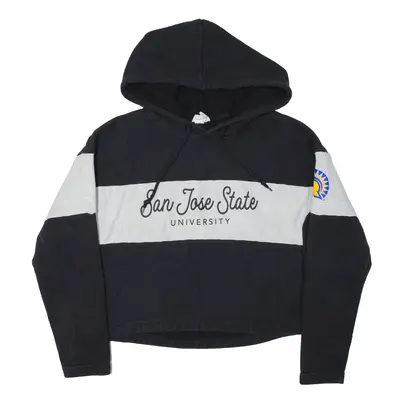 CHAMPION Reverse Weave San Jose State University Cropped USA Hoodie Black Pullover Womens M