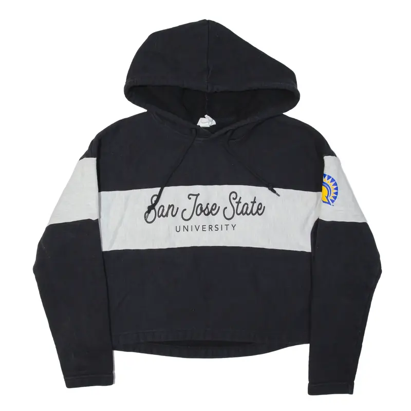 CHAMPION Reverse Weave San Jose State University Cropped USA Hoodie Black Pullover Womens M