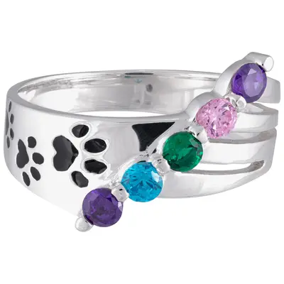 Walking Paws to the Rainbow Sterling Ring - 7