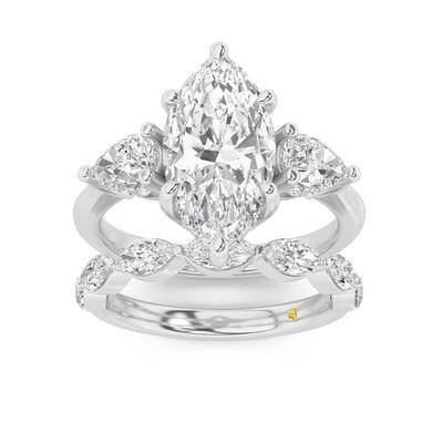 Celestia Lab Grown Marquise Diamond Engagement Ring with The Elara Wedding Band | 18K White Gold 4 3/8 ct. tw.