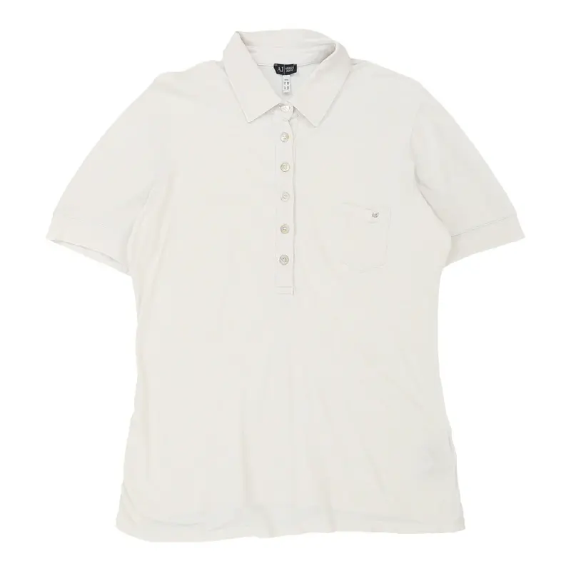 Armani Jeans Polo Shirt - XL White Viscose Blend | Size: x-large