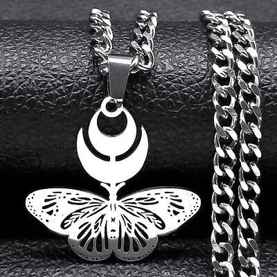 Hollow Butterfly 304 Stainless Steel Pendant Necklaces for Women