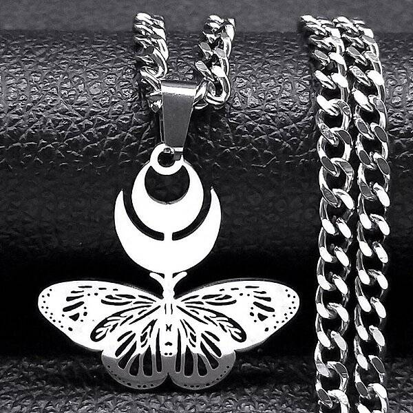 Hollow Butterfly 304 Stainless Steel Pendant Necklaces for Women