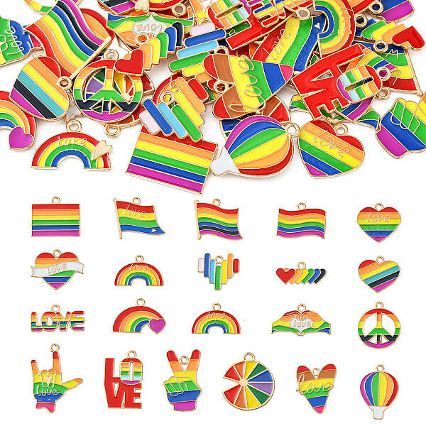 Rainbow Style Alloy Enamel Pendants