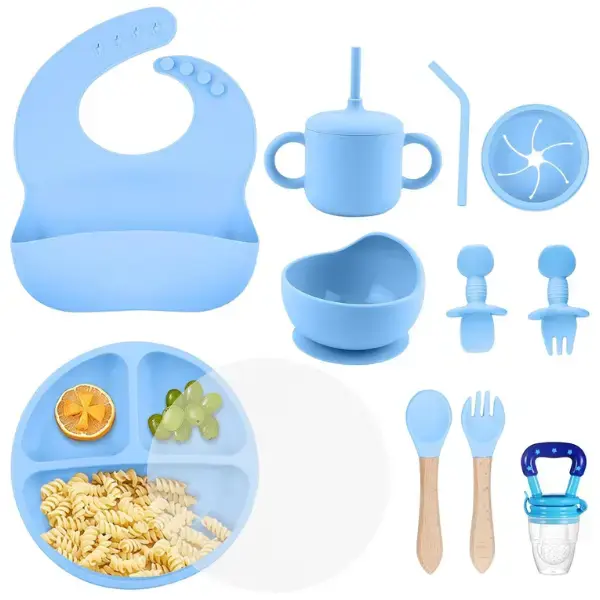 Fall Halloween Gift Silicone Baby Feeding Set – BPA-Free Baby Essentials | Suction Bowl, Divided Plate, Bib, Sippy Cup & Sp...