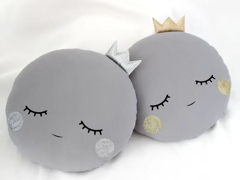 Gray Full Moon Pillow with Golden or Silver Touch