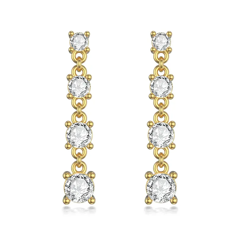 10K Gold Cubic Zirconia Couple Drop Earrings