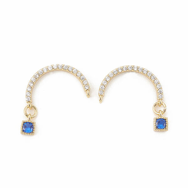 Brass Micro Pave Cubic Zirconia Stud Crawler Earrings
